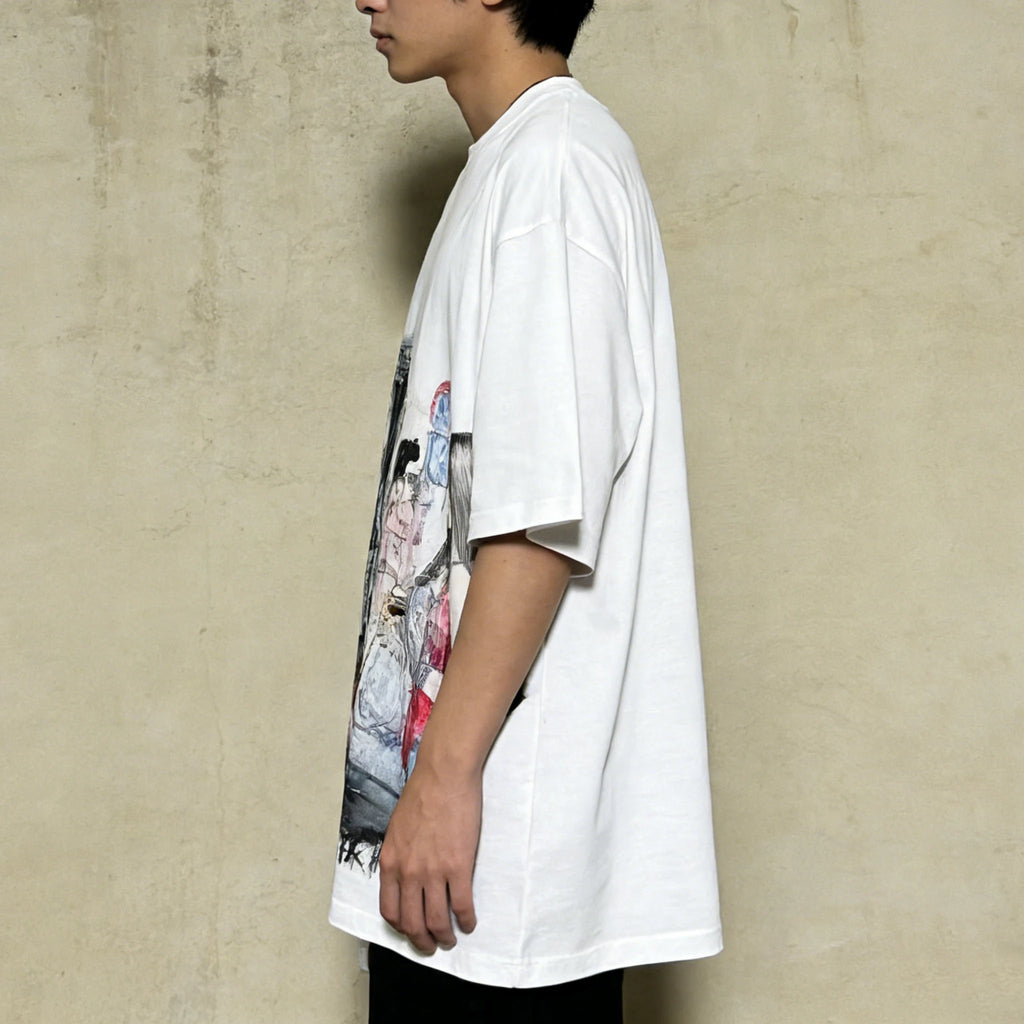 Abstract Gothic Portrait Oversized T-Shirt | Subculture Avant-Garde Art Graphic Tee