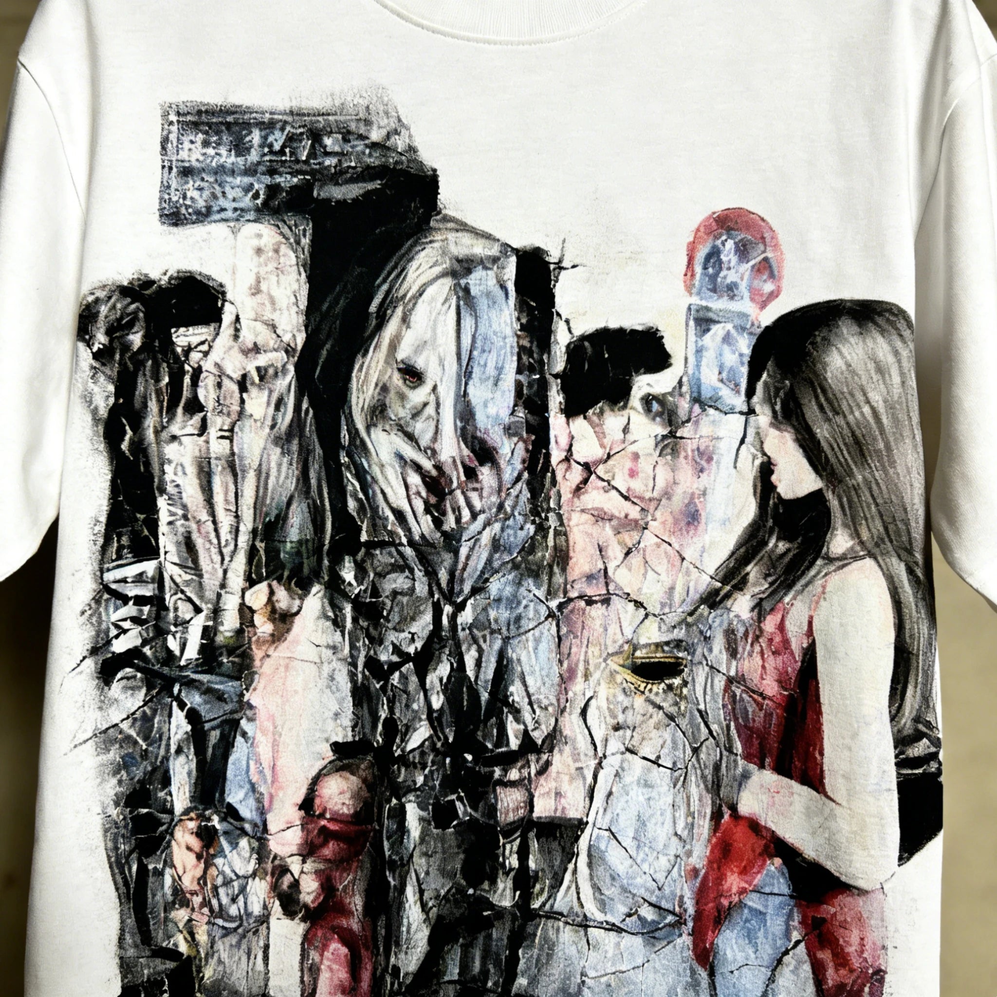 Abstract Gothic Portrait Oversized T-Shirt | Subculture Avant-Garde Art Graphic Tee