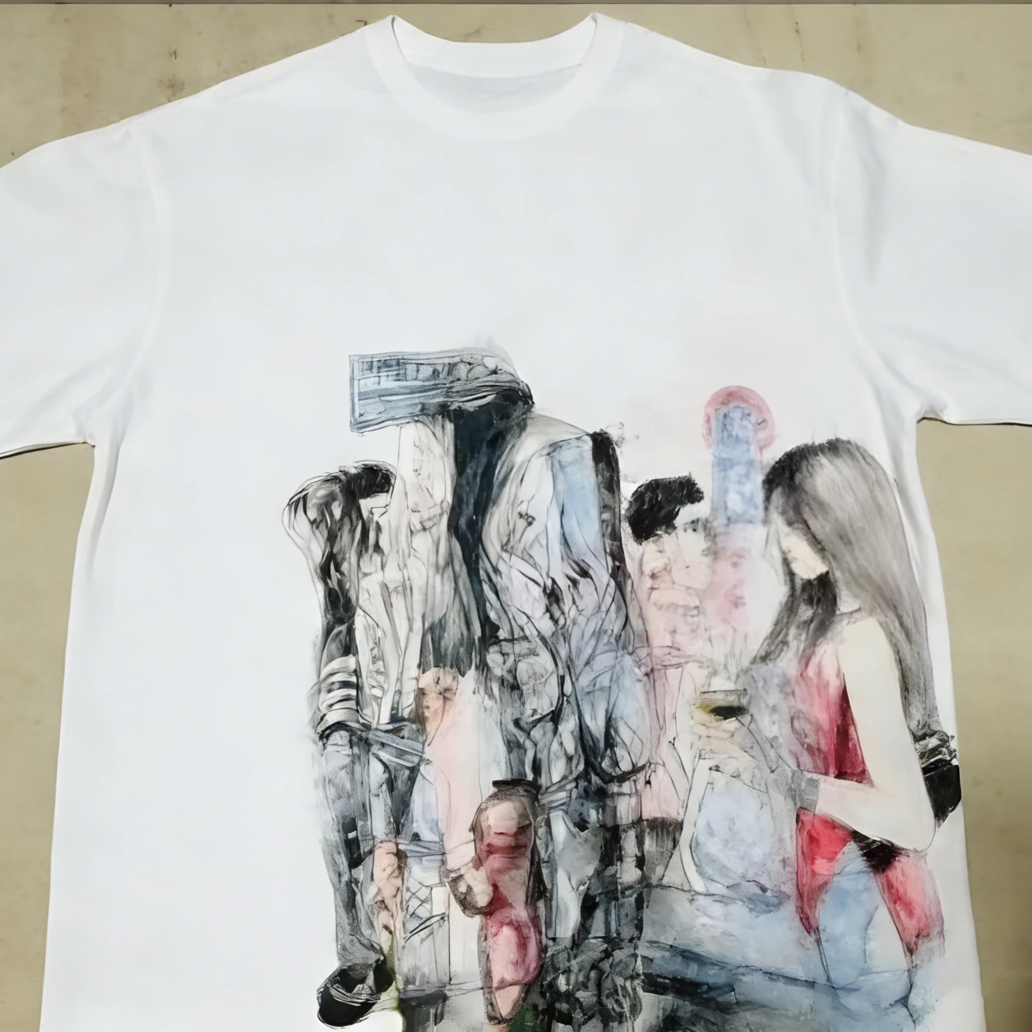 Abstract Gothic Portrait Oversized T-Shirt | Subculture Avant-Garde Art Graphic Tee