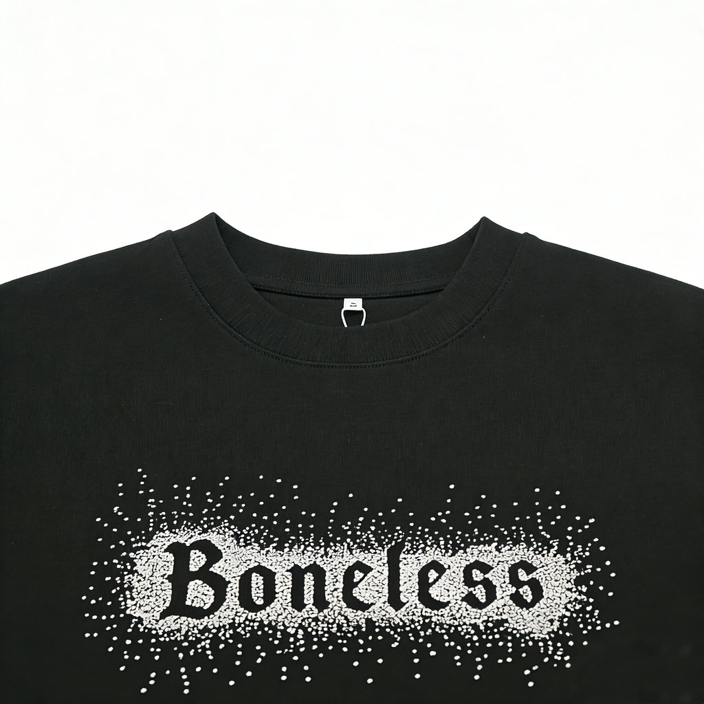 Sparkling Boneless Rhinestone Graphic on Black Long Sleeve Tee
