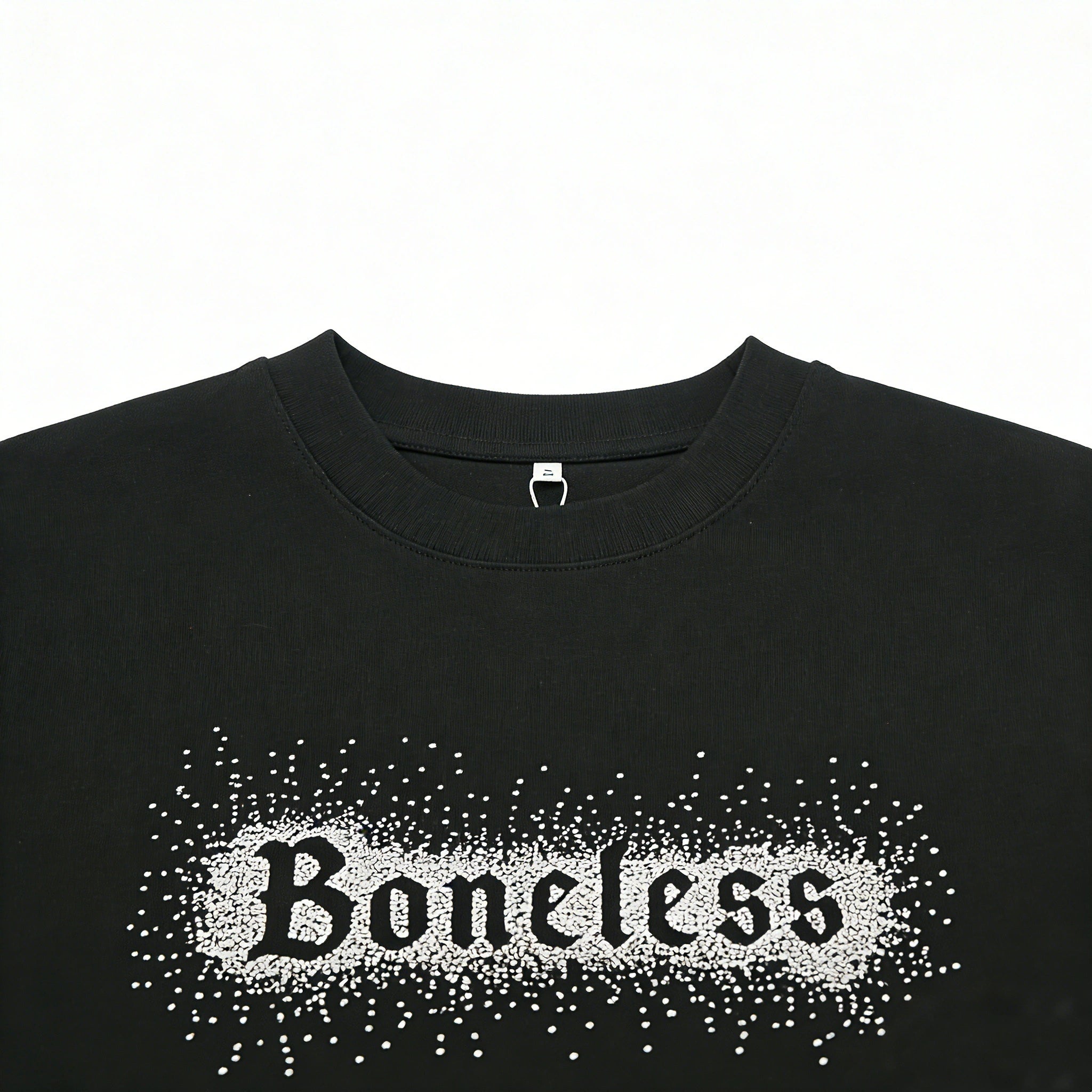 Sparkling Boneless Rhinestone Graphic on Black Long Sleeve Tee