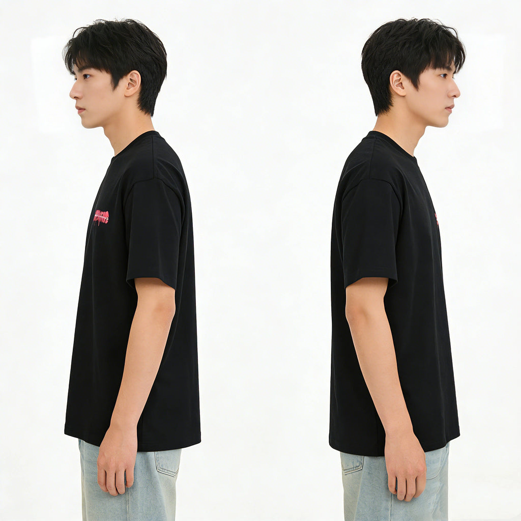 DRY WORLD Graffiti Oversized T-Shirt | Black Streetwear Graphic Tee