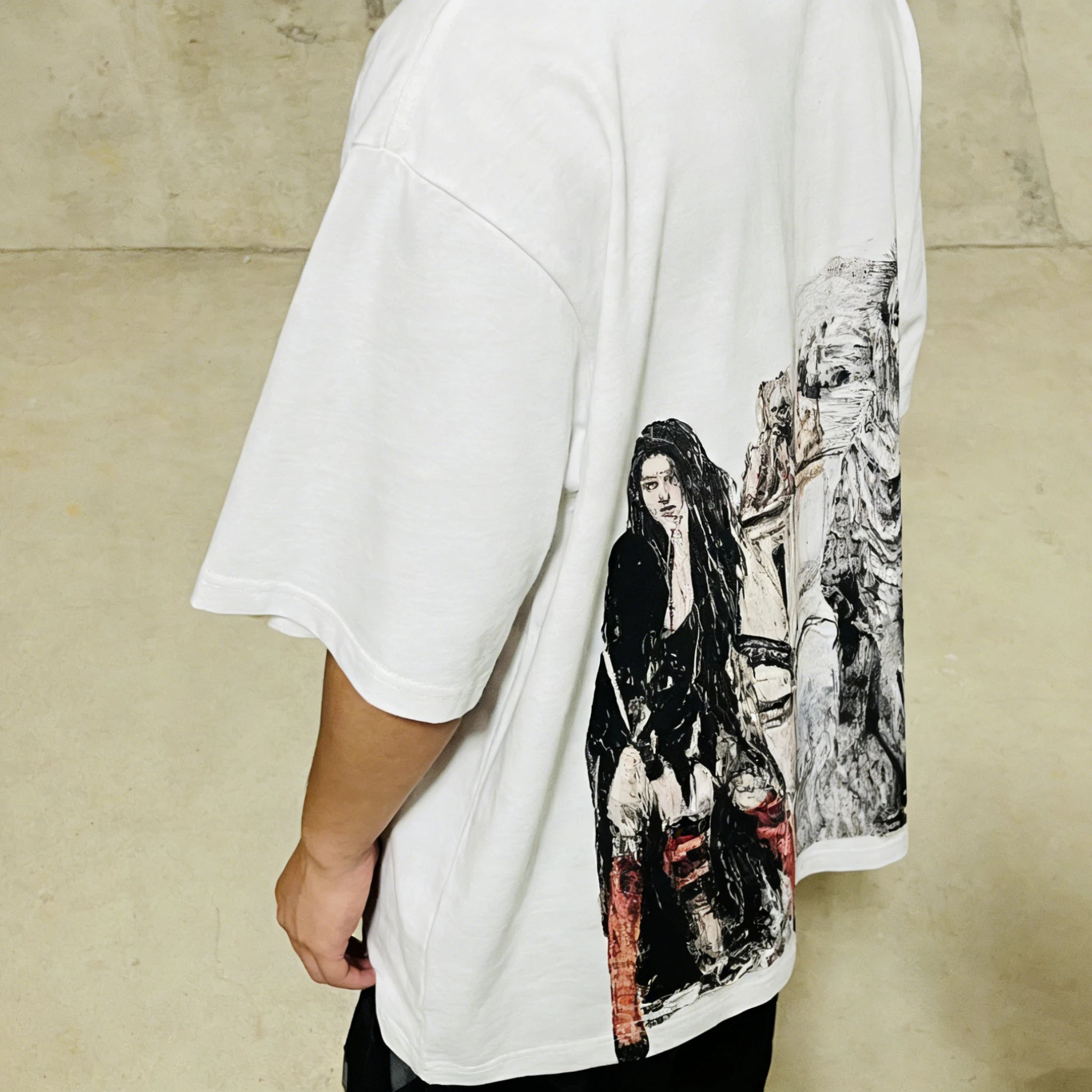 Dark Gothic Portrait Oversized T-Shirt | Subculture Aesthetic Art Graphic Tee