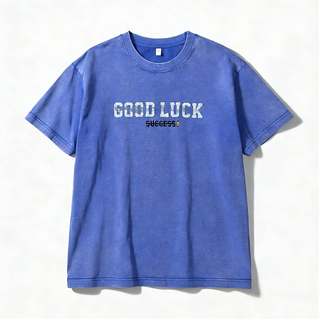 Good Luck Vintage Washed Oversized Tee | Retro Streetwear Graphic T-Shirt – Oiones