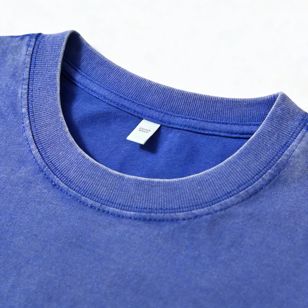 Good Luck Graphic Print on Vintage Washed Tee Close-Up