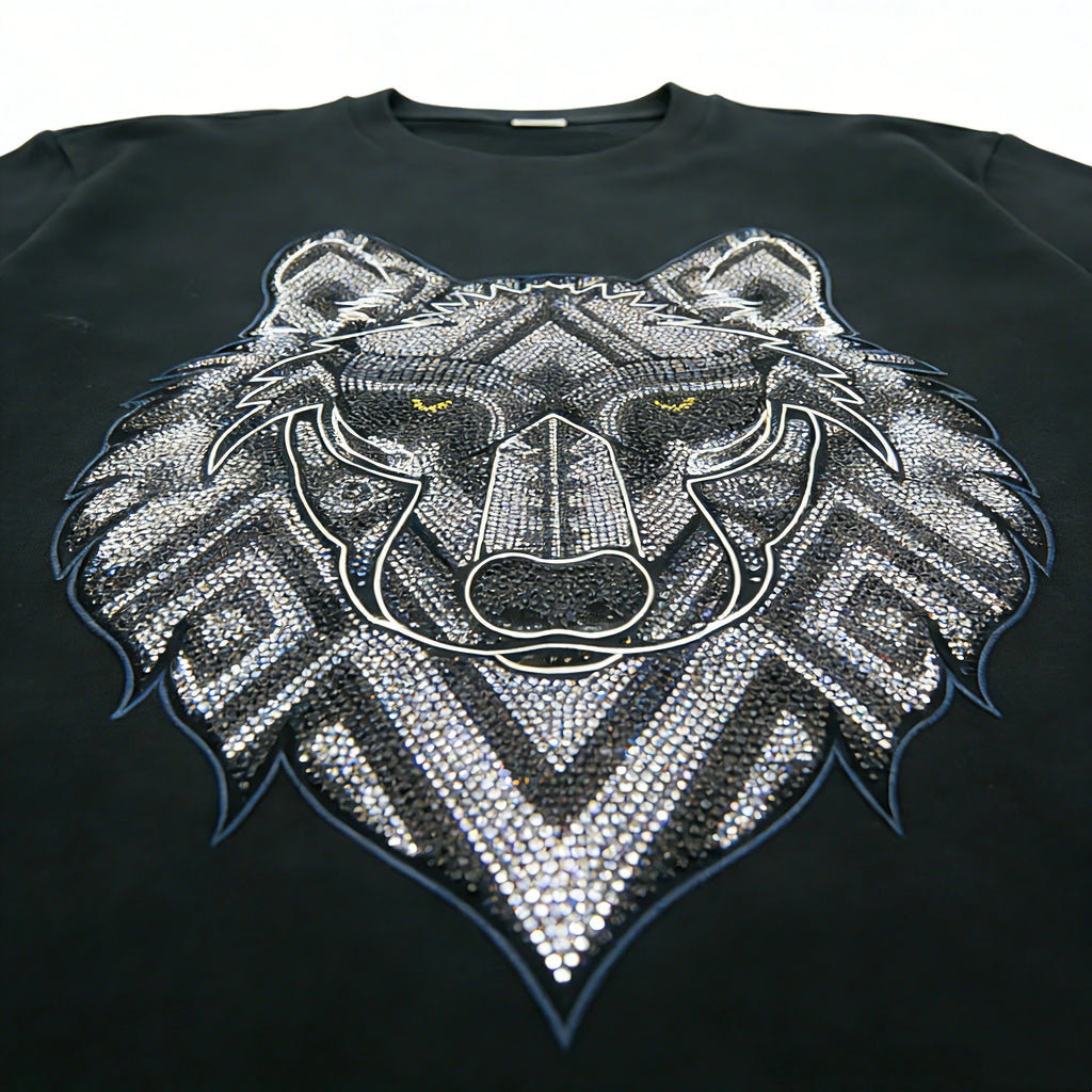 Boneless Gothic Rhinestone Oversized Long Sleeve T-Shirt Flat Lay Black