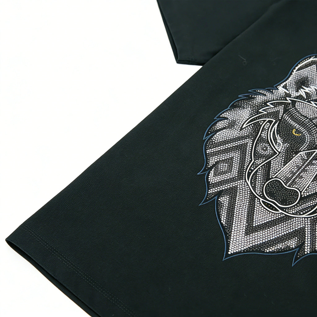 Black Heavy Cotton Oversized Long Sleeve Tee Sleeve and Hem Detail