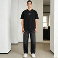 Minimalist W6 ng Embroidered Oversized Tee Black High Streetwear