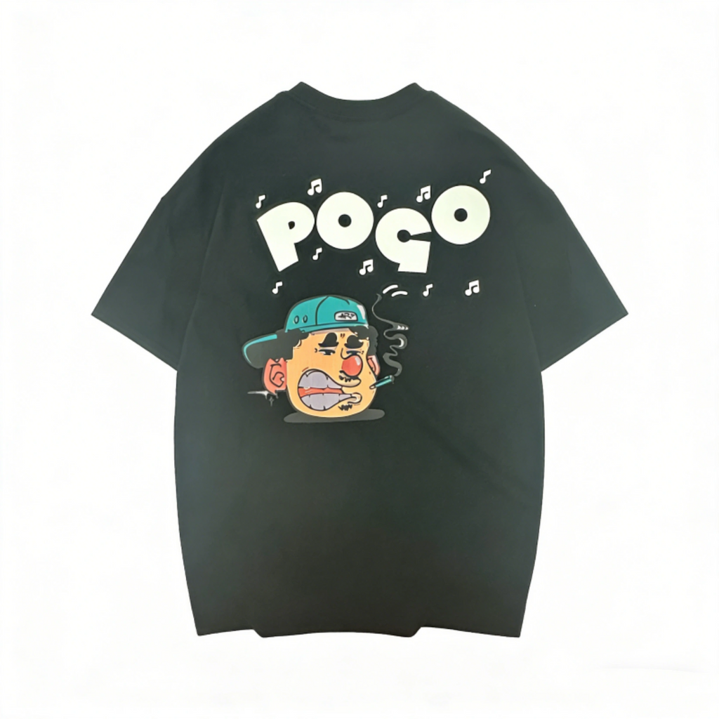 POCO Retro Cartoon Graphic Tee | Oversized Black Skate Streetwear