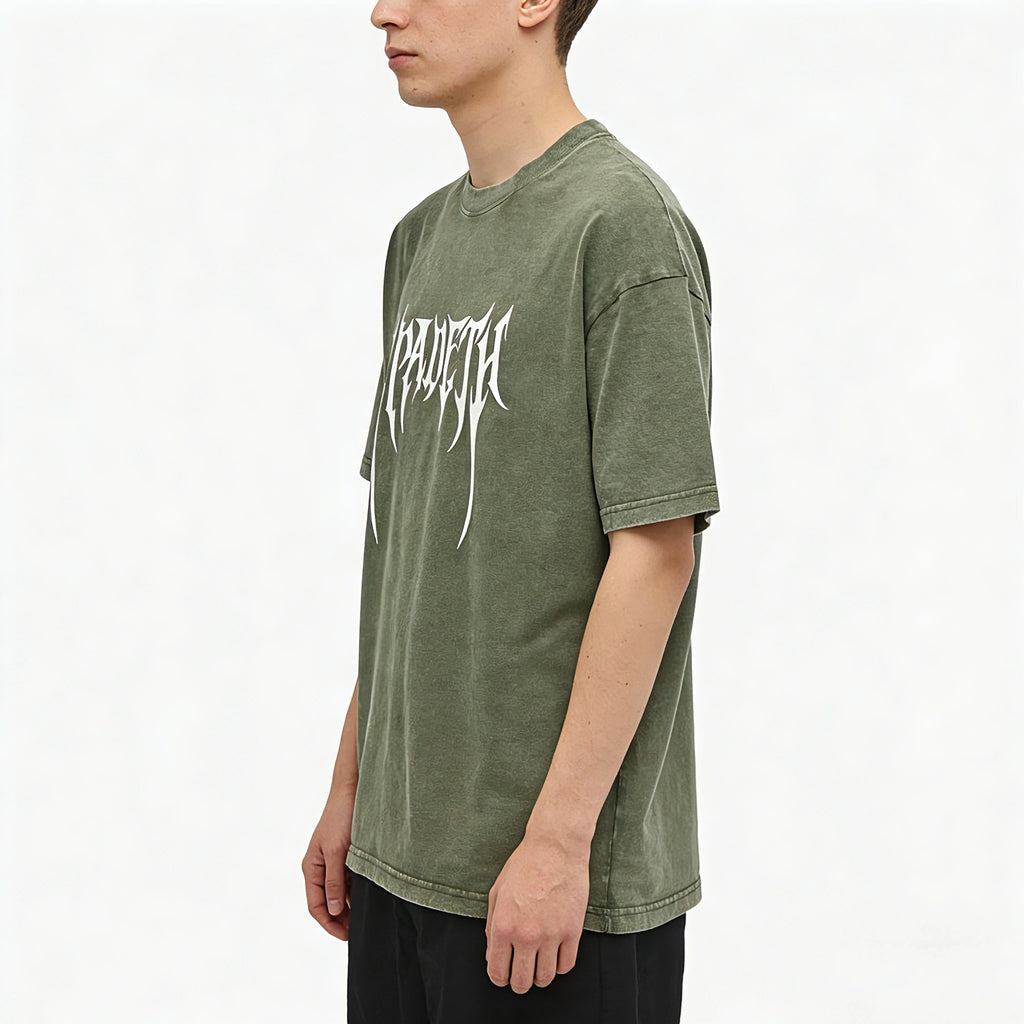 Person Wearing Spadeth Death Metal Oversized T-Shirt Street Style