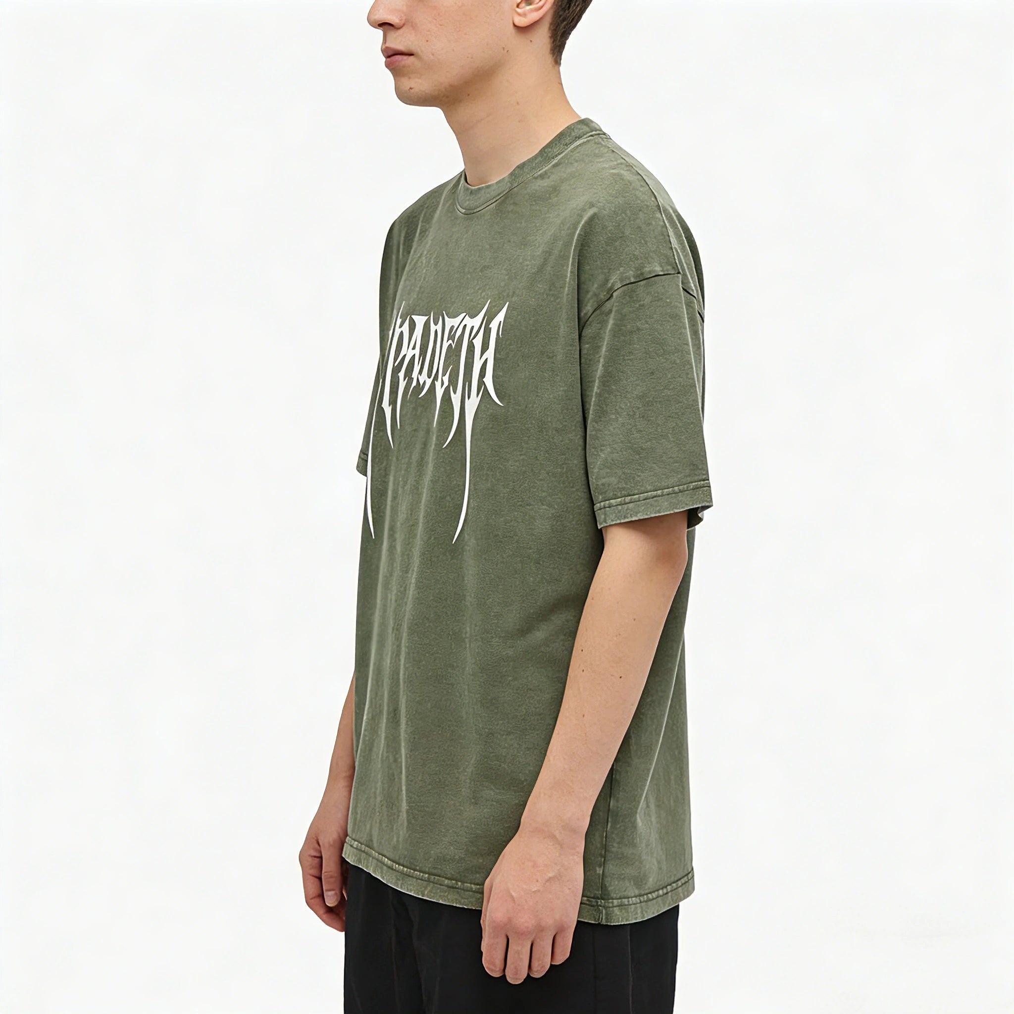 Person Wearing Spadeth Death Metal Oversized T-Shirt Street Style