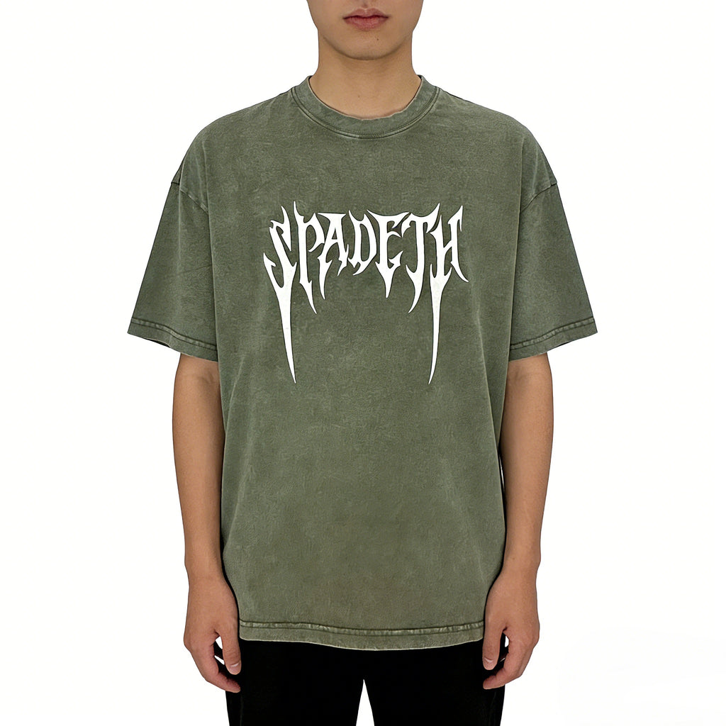 Person Wearing Spadeth Death Metal Oversized T-Shirt Street Style
