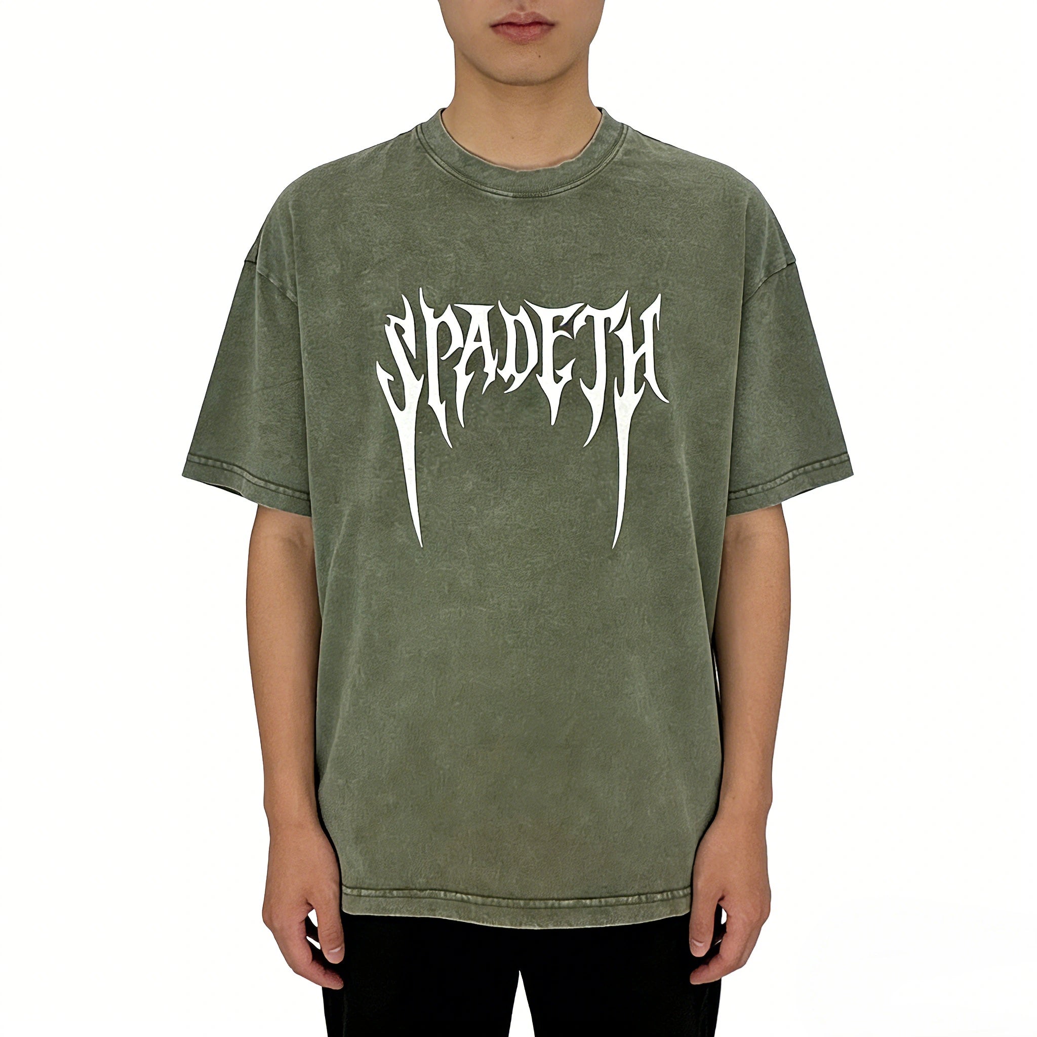 Person Wearing Spadeth Death Metal Oversized T-Shirt Street Style