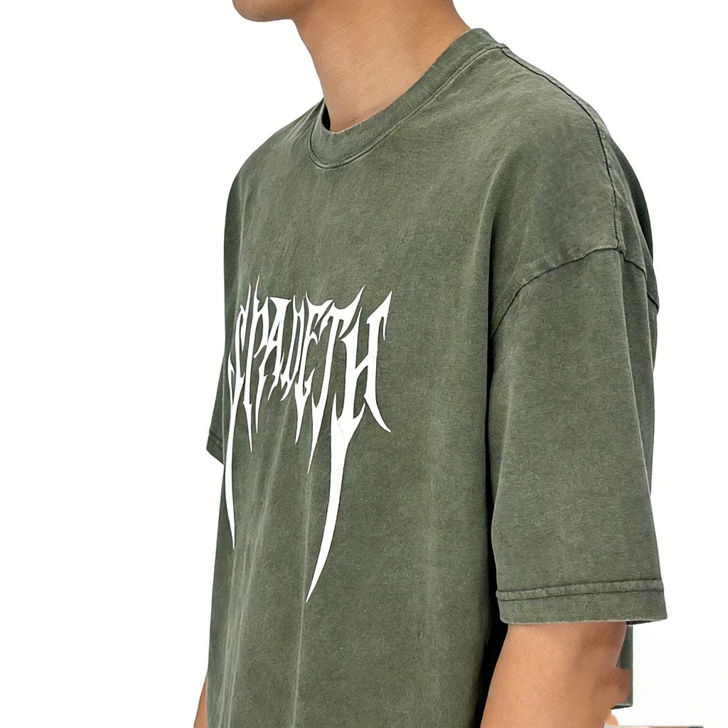 Person Wearing Spadeth Death Metal Oversized T-Shirt Street Style