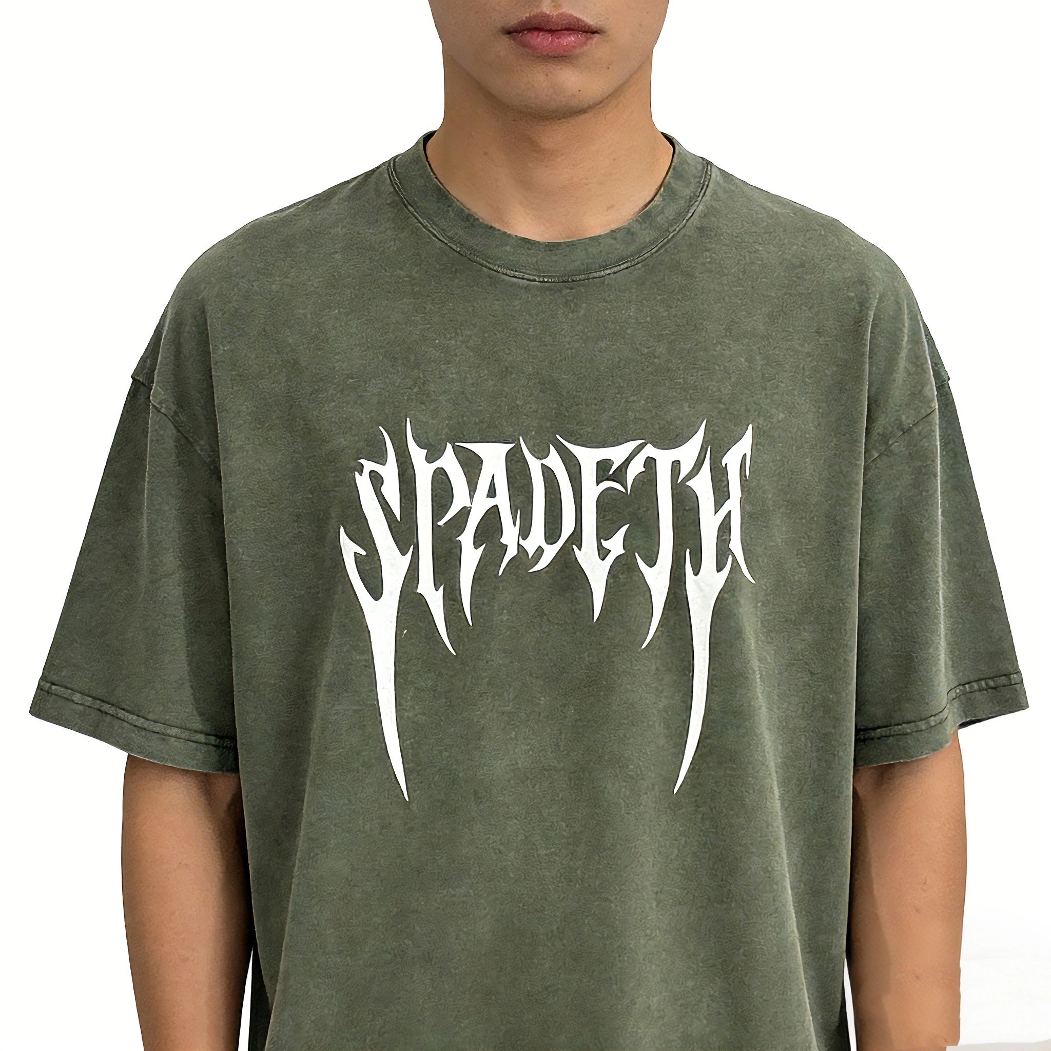 Person Wearing Spadeth Death Metal Oversized T-Shirt Street Style