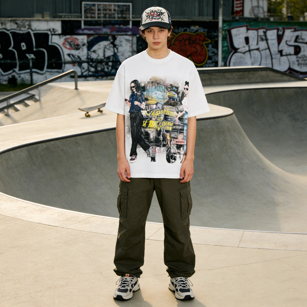 Vintage Collage Print Oversized T-Shirt | Subculture Streetwear Graphic Tee