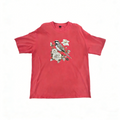 Vintage Washed Red Bird & Rose Graphic Oversized T-Shirt | Retro Floral Streetwear Tee