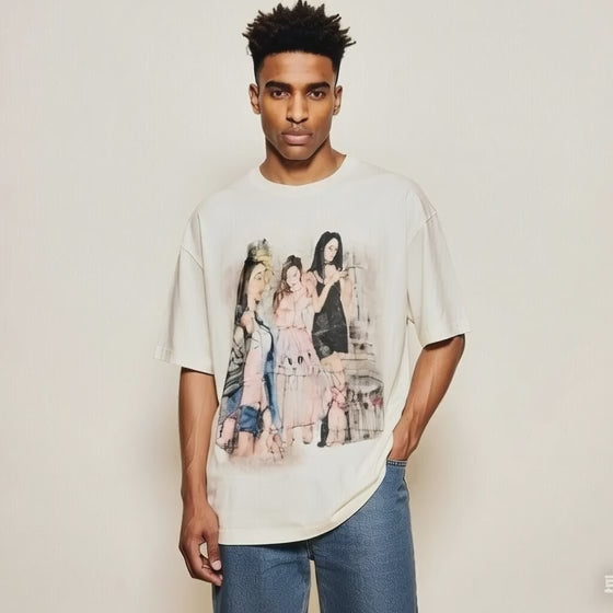 Vintage Pin-Up Watercolor Oversized T-Shirt | Subculture Art Graphic Tee